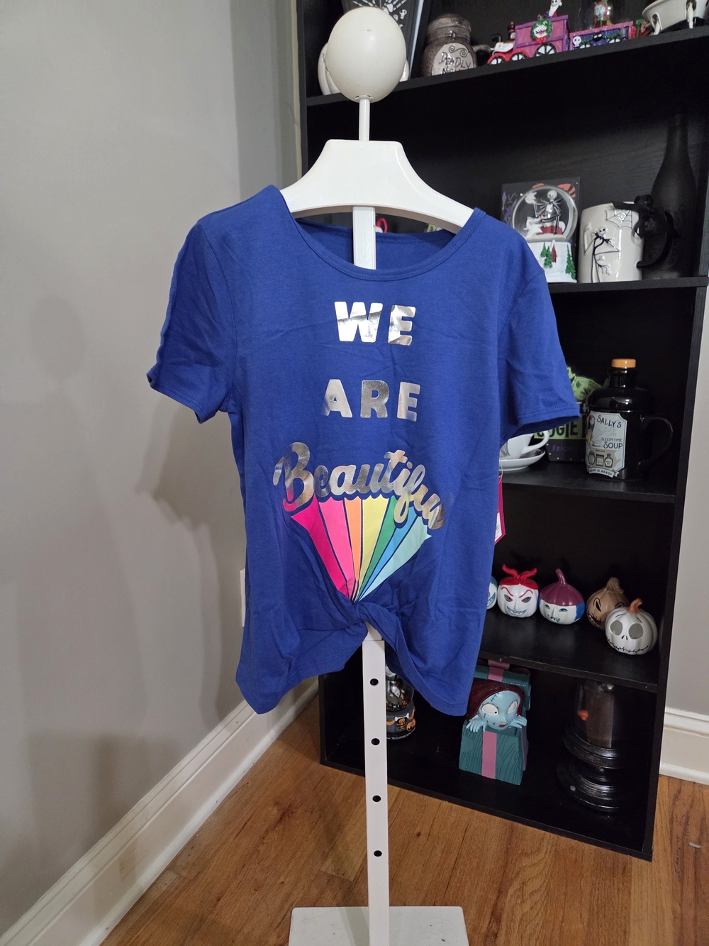 SO Blue 'We Are Beautiful' Graphic Tee with Rainbow Fan